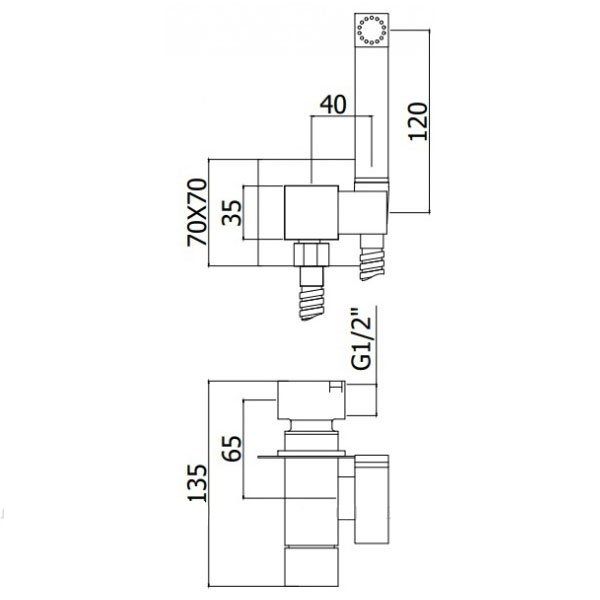 ZDUP 112 CR TWEET SQUARE MIX Tondo Набор гигиенического душа, хром